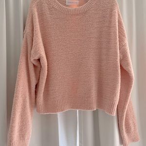 pink fuzzy sweater